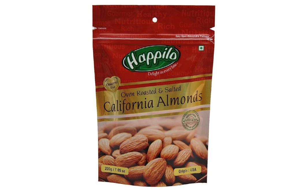 Happilo Oven Roasted & Salted California Almonds   Pack  200 grams